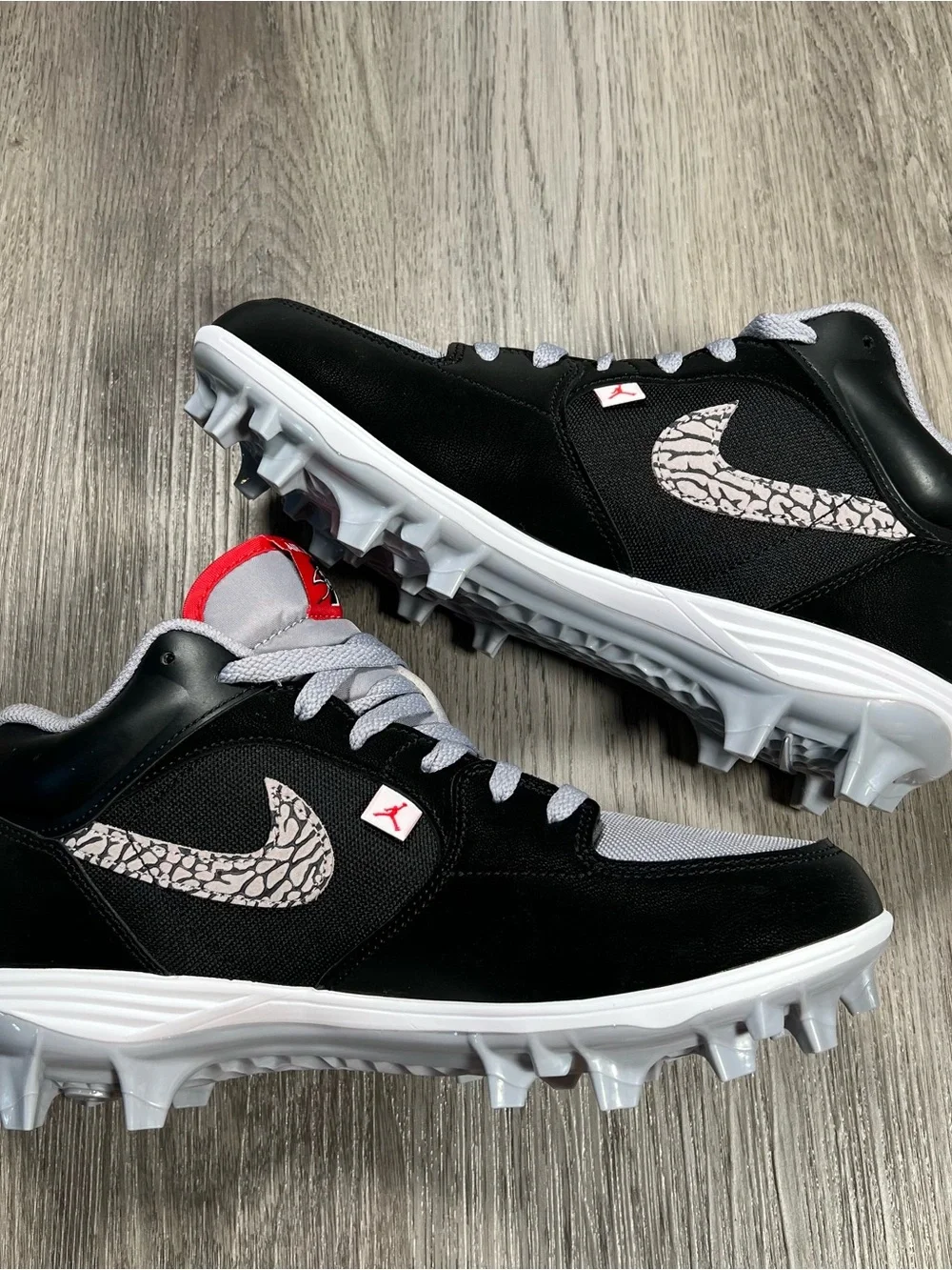 New Mens Air Jordan Stadium 90 TD Black Cement Football Cleats HQ0210-060 Sz 9